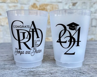 Personalized Graduation Cups, Shatterproof, Monogrammed, Custom, Frosted, Frost Flex, Graduation Party, Class of 2024, Congrats Grad, Senior