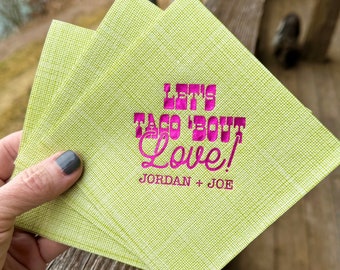 Personalized Crosshatch Linen Like Napkins, Monogrammed Linen Like Beverage, Cocktail, Wedding, Cheers, Holiday, Christmas, Lets Taco Bout
