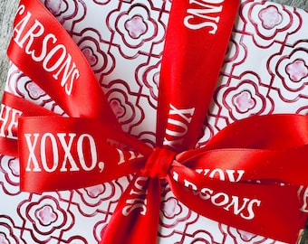 Personalized Ribbon, Satin, Gift Wrap, Custom, Monogrammed, Christmas, Holiday, Valentine, Wedding, Party Favor, Corporate Gift, Present