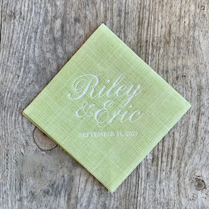 Personalized Crosshatch Linen Like Napkins, Rainbow Foil, Monogrammed Linen Like Beverage, Cocktail, Wedding, Cheers, Holiday, Christmas