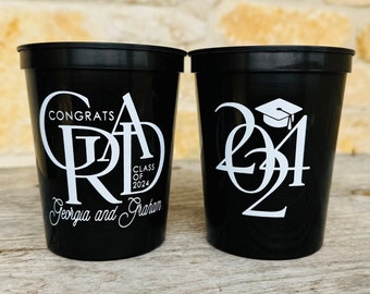Personalized Graduation Cups, Stadium, 16 oz, Monogrammed, Custom, Plastic,  Party Cup, 2024, Class of 2024, Congrats Grads, Seniors, Degree
