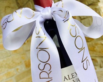 Personalized Ribbon, Satin, Gift Wrap, Custom, Monogrammed, Christmas, Holiday, Wedding, Party Favor, Corporate Gift