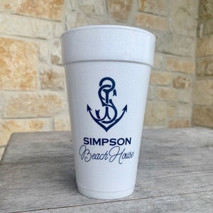 Personalized Cups, Foam, Monogrammed, Custom, Roadie, Cocktail Cups, Party, Wedding, Shower, Disposable Cups, Beach, Palm Tree, Styrofoam