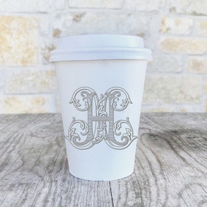 Coffee Cups with Lids, Personalized, Monogrammed, Custom, Coffee, Cocoa, Hot Chocolate, Brunch, Shower, Hostess Gift