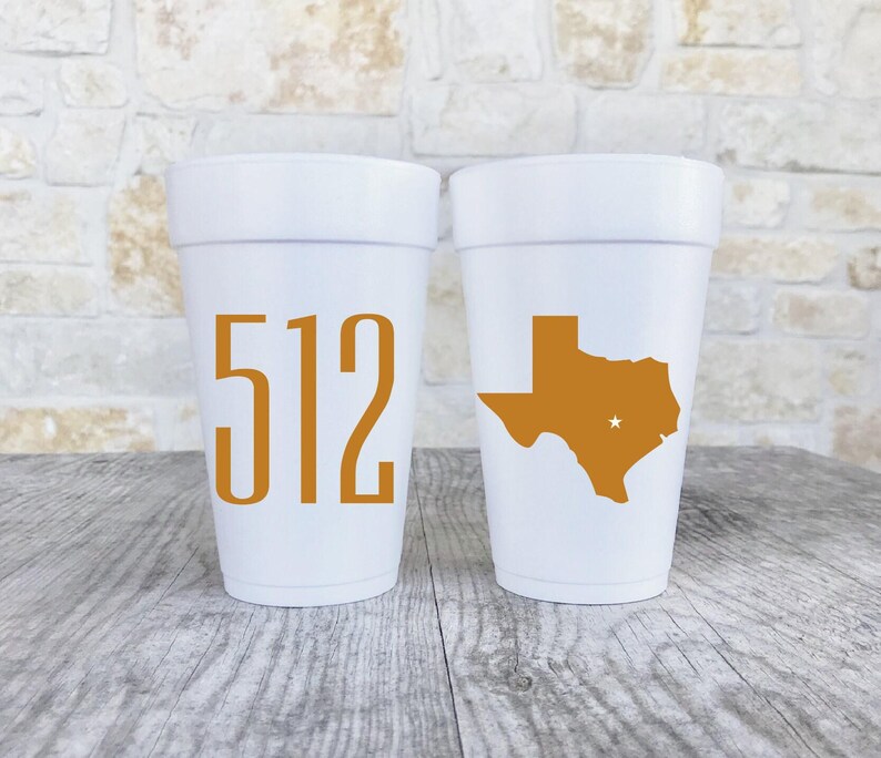 State Cups, Zip Code, Area Code, Address, Foam, Roadie, Dorm, Condo, Apartment, Man Cave, College Town, Hostess Gift, Wedding Cups, Texas 画像 2