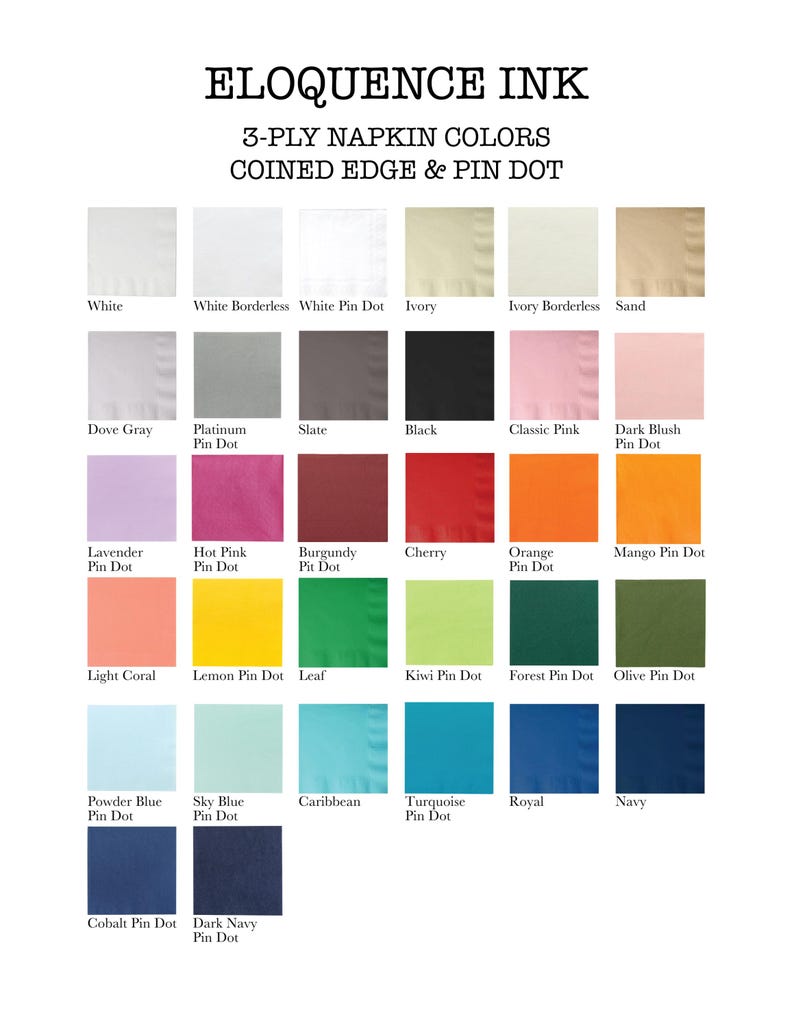 a color chart for the eloquence ink