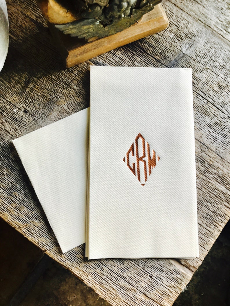 Monogrammed Linen Like Dinner Guest Towel Napkins Custom Etsy