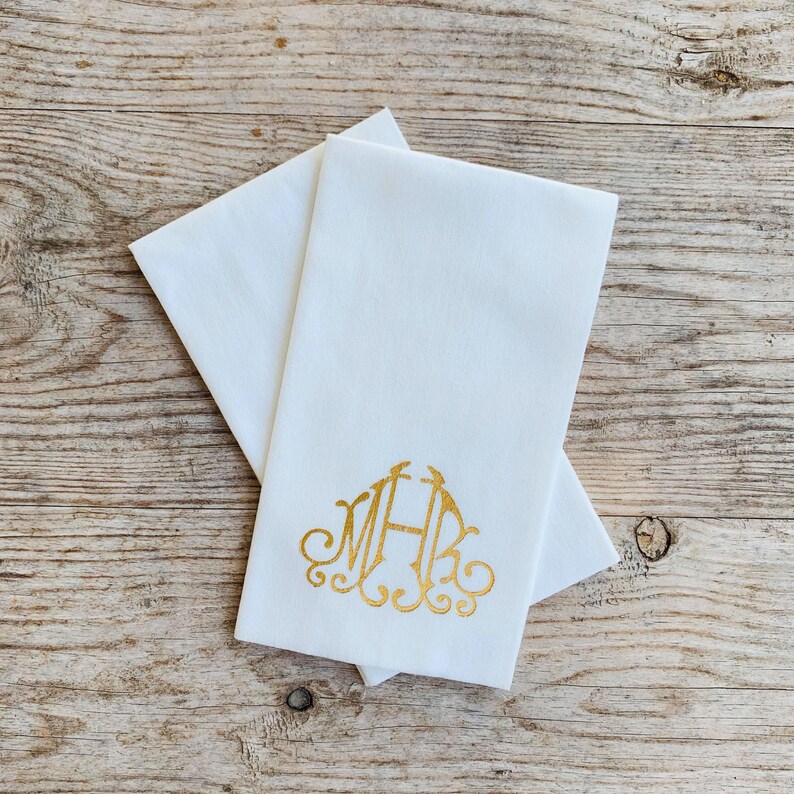 Monogrammed Linen Like Guest Towel Napkins, "bella", Custom, Paper ...