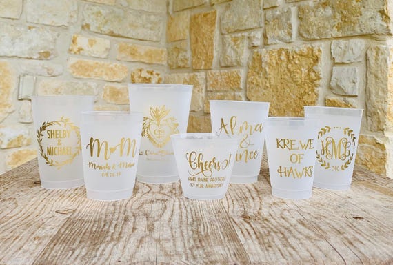 Personalized Cups, Shatterproof, Monogrammed, Custom, Frosted, Frost Flex, Cocktail Cups, Wine Cups, Party Cup, Wedding Cups, Shower Cups