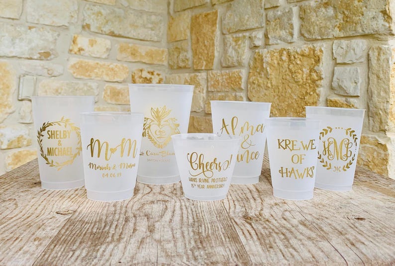 Personalized Cups, Shatterproof, Monogrammed, Custom, Frosted, Frost Flex, Cocktail Cups, Wine Cups, Party Cup, Wedding Cups, Shower Cups image 1