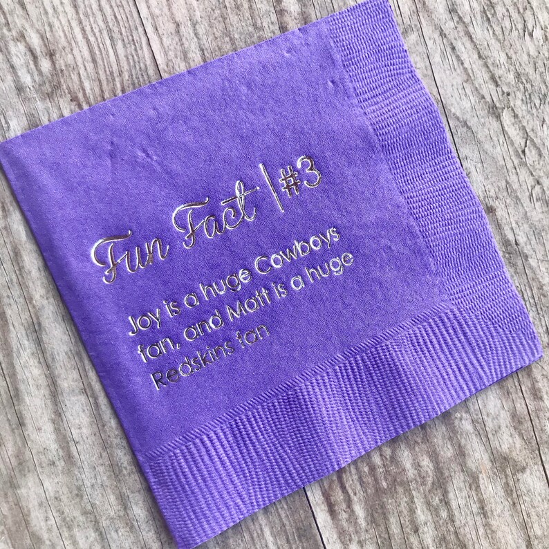Fun Facts Napkins Wedding Napkins Personalized Napkins Etsy