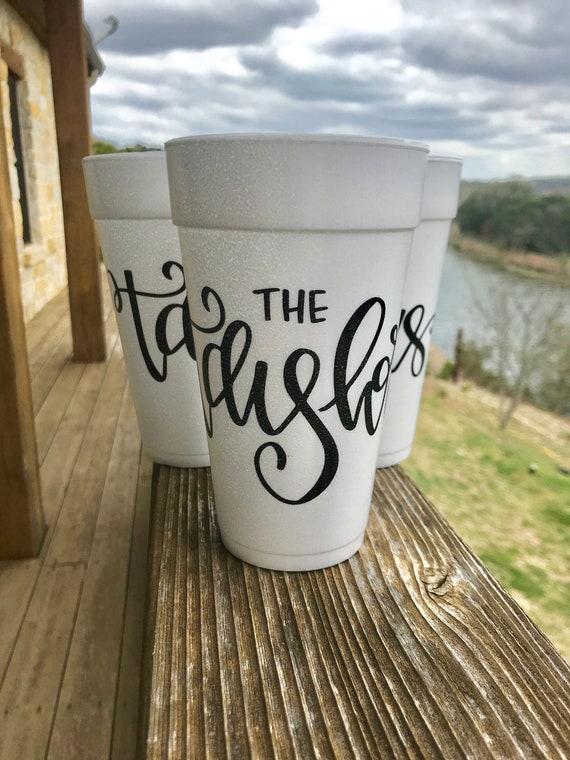 Hand Lettered Cups, Personalized, Monogrammed, Custom, Party, Foam, Wrapped Text, Cocktail Cups, Family Cups, Hostess Gift, Styrofoam