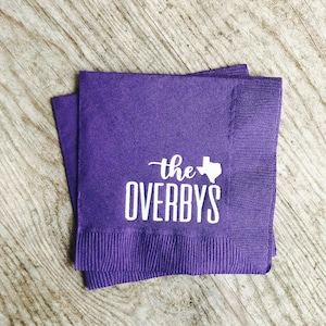 Personalized State Napkins, Monogrammed, Custom, Cocktail, Beverage, Wedding Napkins, Monogrammed Napkins, Football, Tailgate, Texas Wedding
