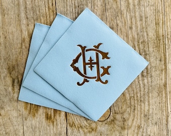 Personalized Linen Like Beverage Napkins, Wedding Napkins, Monogrammed, Paper, Cocktail, Wedding, Shower, Birthday, Hostess Gift, Elegance