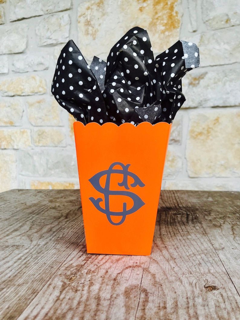 Wedding Candy Buffet Party Favor Treat Box Trick or Birthday Halloween Paper Monogrammed Box Goodie Box Personalized Popcorn Boxes