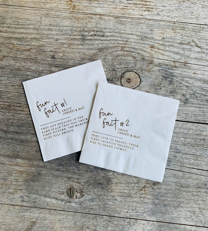Fun Facts Napkins Wedding Napkins Personalized Napkins Etsy