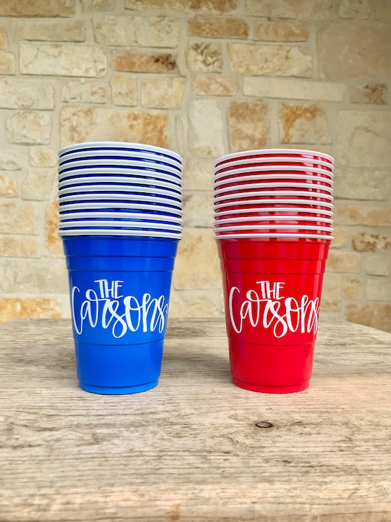 Personalized Soft Plastic Cups, 16 Oz, Monogrammed, Custom, Party