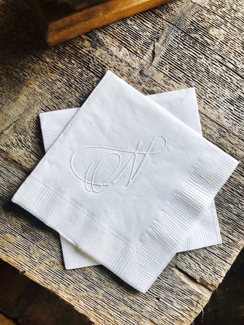 Embossed Napkins Monogrammed Napkins Personalized Napkins Etsy