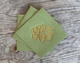 Personalized Linen Like Beverage Napkins, Wedding Napkins, Monogrammed, Paper, Cocktail, Wedding, Shower, Birthday, Hostess Gift, Elegance