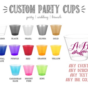 Personalized Hard Plastic Cups, 9 oz, Monogrammed, Custom, Cocktail Cups, Wedding Cups, Colored Hard Plastic Cups, Cocktail Cups, Wine Cups