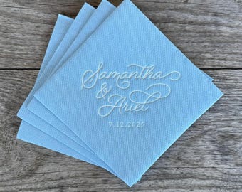 Personalized Linen Like Beverage Napkins, Wedding Napkins, Monogrammed, Paper, Cocktail, Wedding, Shower, Birthday, Hostess Gift, Elegance