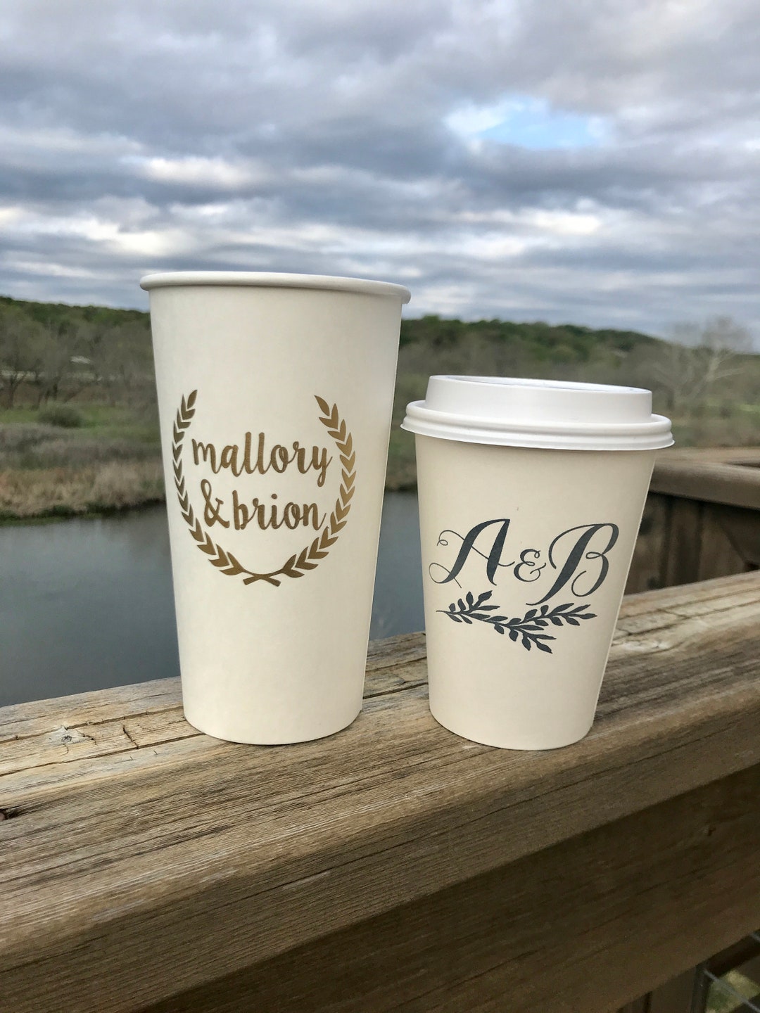 Personalized Disposable Coffee Cups, Monogrammed, Custom, Disposable
