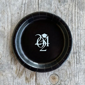 Personalized Graduation Paper Plates, Monogrammed, Custom, Disposable, Dinner Plates, Cake Plates, Congrats Grad, Class of 2024, Seniors
