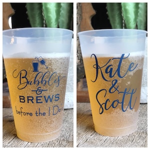 Personalized Shatterproof Cups, Monogrammed, Custom, Frosted, Frost Flex, Wedding Cups, Shower Cups, Bubbles and Brews, Couples Shower