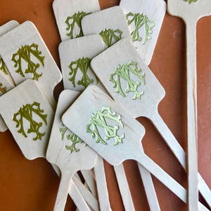 Personalized Round or Rectangular Stir Sticks, Interlocking Monogram, Wedding, Coffee Stirs, Stirrers, Wood Stir Sticks, Wooden, Stir Stick