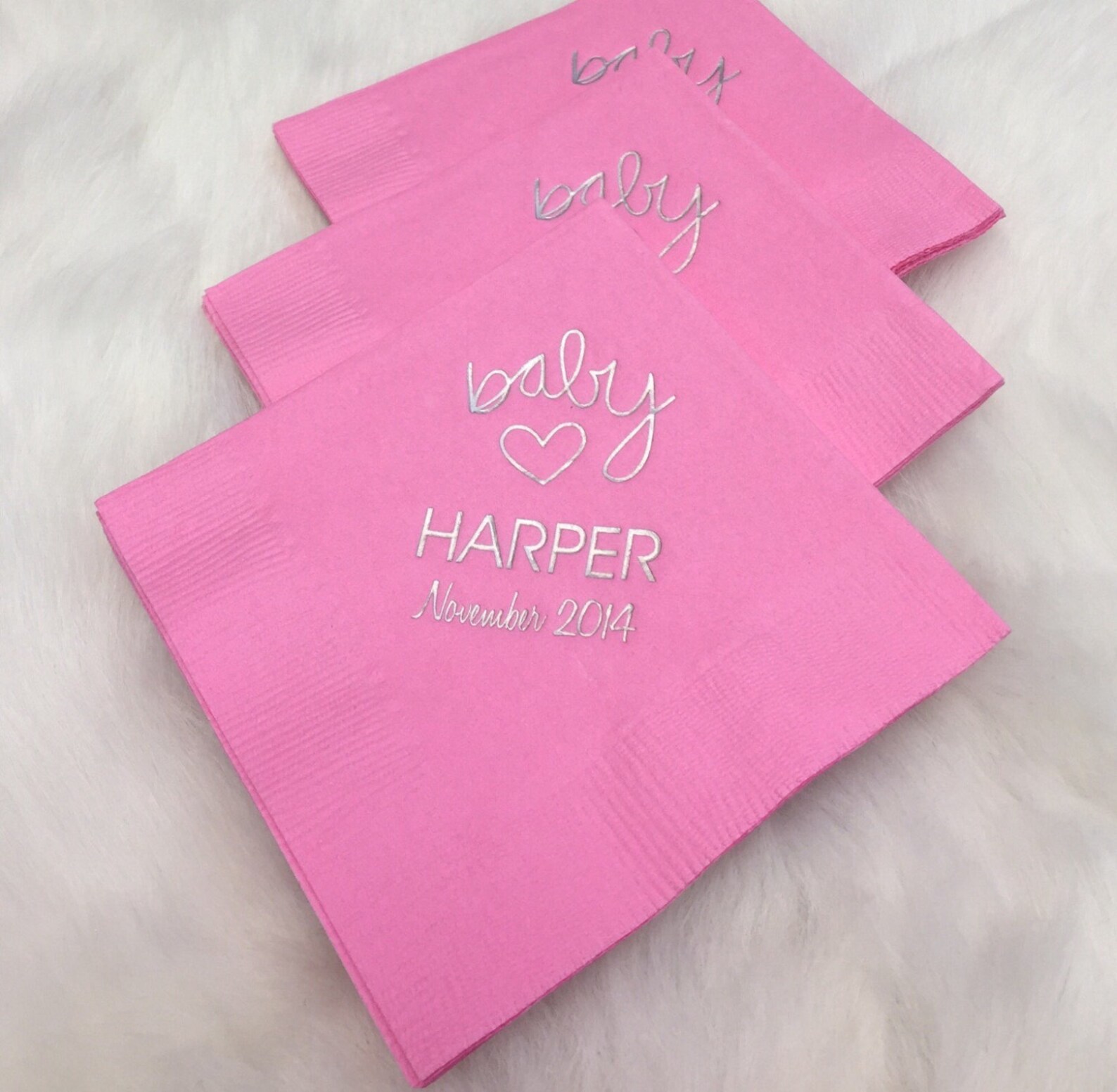 Baby Shower Napkins Personalized Monogrammed Custom Paper Etsy