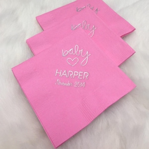 Baby Shower Napkins, Personalized,  Monogrammed, Custom, Paper, Cocktail, Beverage, Gender Reveal, Couples Shower, Sip and See, Baby Viewing