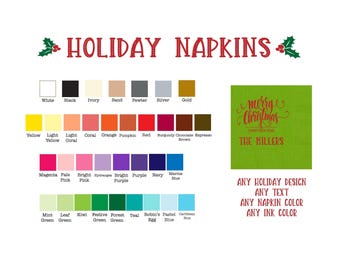 Holiday Napkins, Personalized, Monogrammed, Custom, Cocktail, Beverage, Thanksgiving, Christmas Party, Hanukkah Party, New Years, Party.
