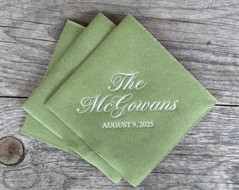 Personalized Linen Like Beverage Napkins, Wedding Napkins, Monogrammed, Paper, Cocktail, Wedding, Shower, Birthday, Hostess Gift, Elegance
