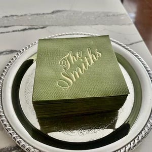 Personalized Linen Like Beverage Napkins, Wedding Napkins, Monogrammed, Paper, Cocktail, Wedding, Shower, Birthday, Hostess Gift, Elegance