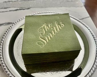 Personalized Linen Like Beverage Napkins, Wedding Napkins, Monogrammed, Paper, Cocktail, Wedding, Shower, Birthday, Hostess Gift, Elegance
