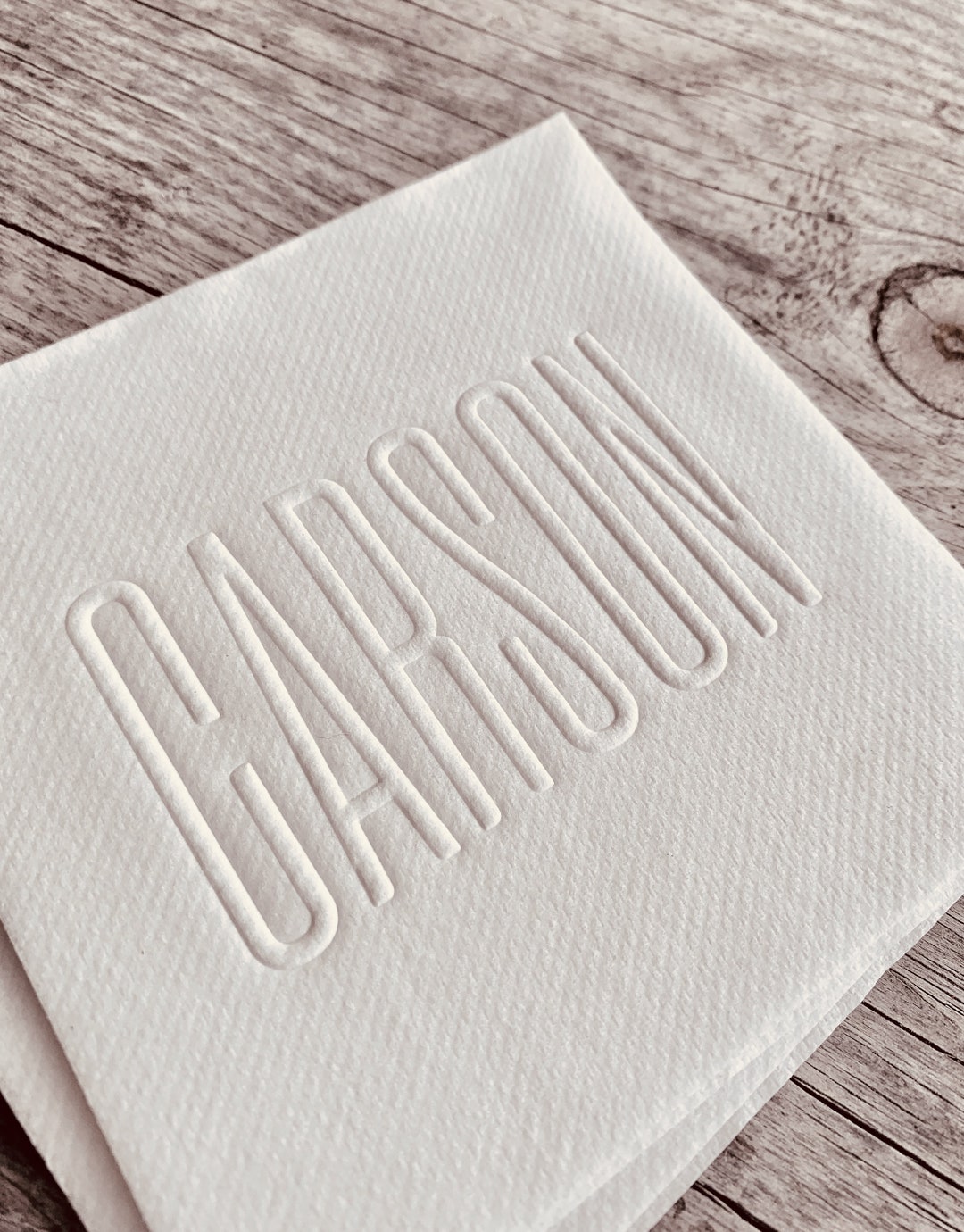 Embossed Napkins, Interlocking Monogram, Monogrammed Linen Like