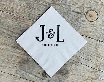 Personalized Napkins, Custom, Monogrammed, 3 ply, Paper, Cocktail Napkins, Beverage Napkin, Dinner Napkins, Guest Towels, Wedding Napkins.