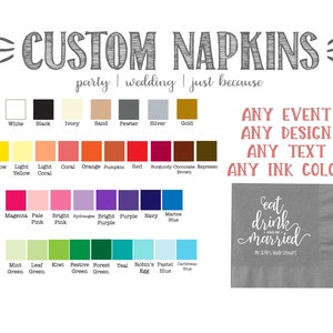 Personalized Napkins, Custom, Monogrammed, 3 ply, Paper, Cocktail Napkins, Beverage Napkin, Dinner Napkins, Guest Towels, Wedding Napkins.