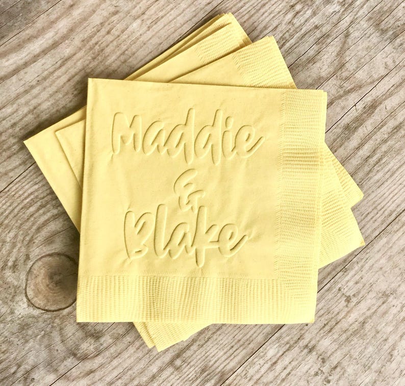 Embossed Napkins, Wedding, Bridal Shower, Personalized, Custom, Monogrammed, 3 ply, Paper, Cocktail Napkins, Beverage, Dinner, Guest Towels imagen 1