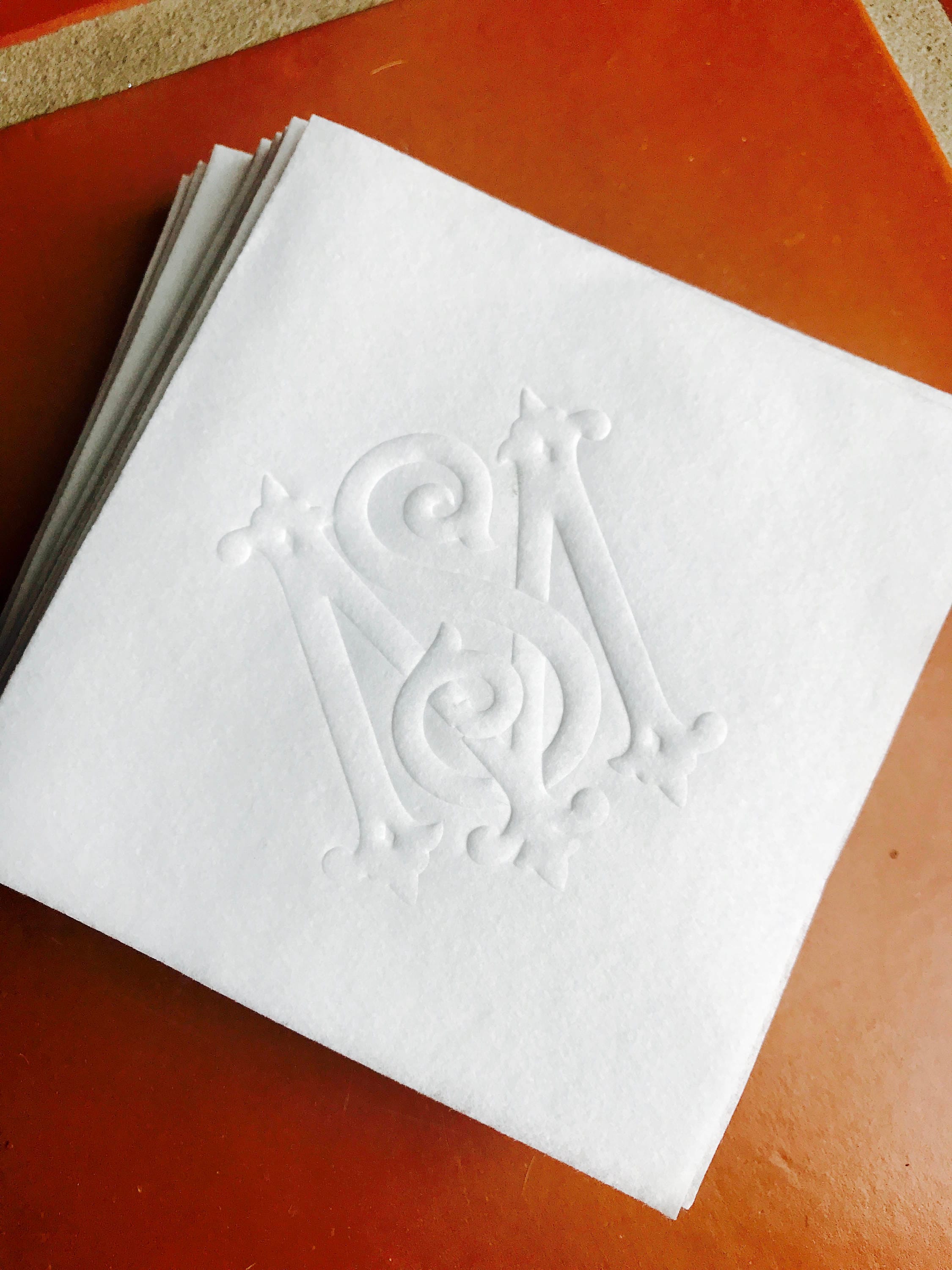 Embossed Napkins Monogrammed Linen Like Guest Towels Custom Etsy