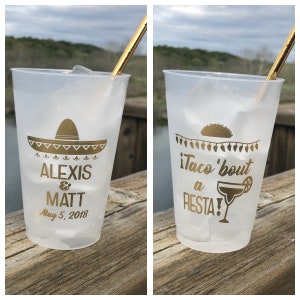 Fiesta Cups,  Personalized, Shatterproof, Monogrammed, Custom, Frosted, Frost Flex, Engagement, Couples Shower, Sombrero, Sombrero