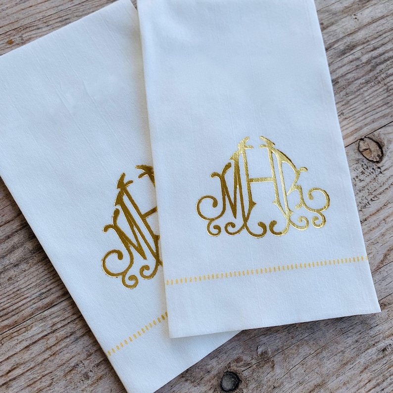 Monogrammed Linen Like Guest Towel Napkins, "bella", Custom, Paper ...