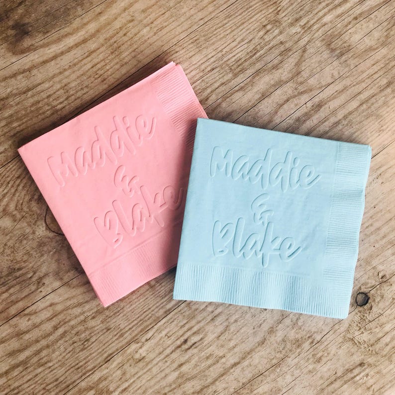Embossed Napkins, Wedding, Bridal Shower, Personalized, Custom, Monogrammed, 3 ply, Paper, Cocktail Napkins, Beverage, Dinner, Guest Towels imagen 4