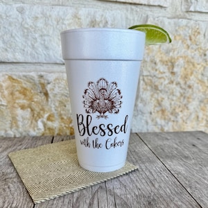 Thanksgiving Cups, Thanksgiving Cups, Monogrammed, Custom, Happy Thanksgiving, Turkey Cups, Friendsgiving Cups, Styrofoam, Hostess Gift