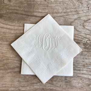 Embossed Napkins, Monogrammed Napkins, Personalized Napkins, Custom, Cocktail, Beverage, Wedding Napkins, Brunch Napkins, Party Decor, Goods
