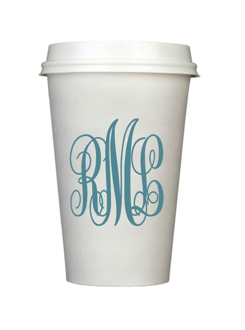 Personalized Disposable Coffee Cups 20 oz Monogrammed Etsy