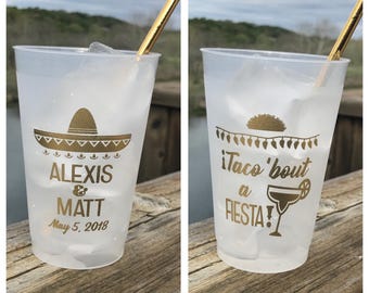 Fiesta Cups,  Personalized, Shatterproof, Monogrammed, Custom, Frosted, Frost Flex, Engagement, Couples Shower, Sombrero, Sombrero