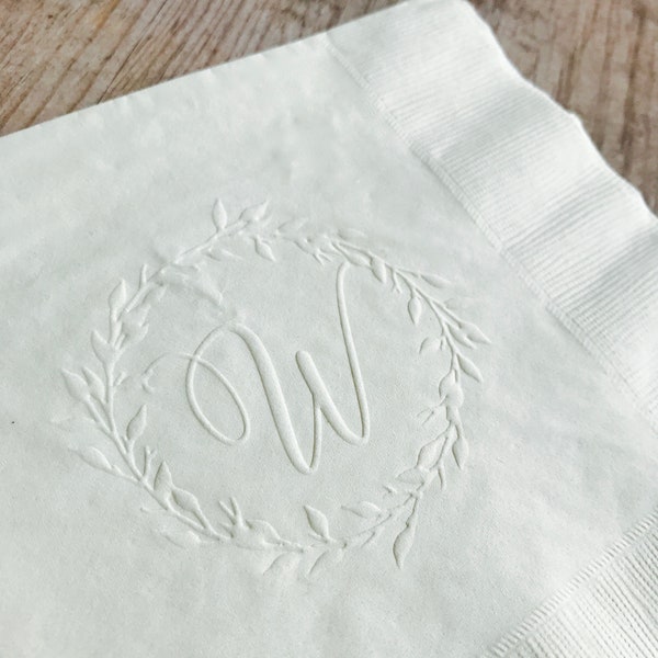 Embossed Napkins, Monogrammed Napkins, Personalized Napkins, Custom, Cocktail, Beverage, Wedding Napkins, Brunch Napkins, Shower Napkins