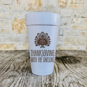 Thanksgiving Cups, Thanksgiving Personalized Cups, Monogrammed, Custom, Fall, Friendsgiving, Happy Thanksgiving, Styrofoam, Hostess Gift