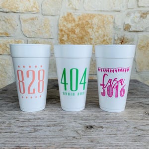 State Cups, Zip Code, Area Code, Address, Foam, Roadie, Dorm, Condo, Apartment, Man Cave, College Town, Hostess Gift, Wedding Cups, Texas 画像 4
